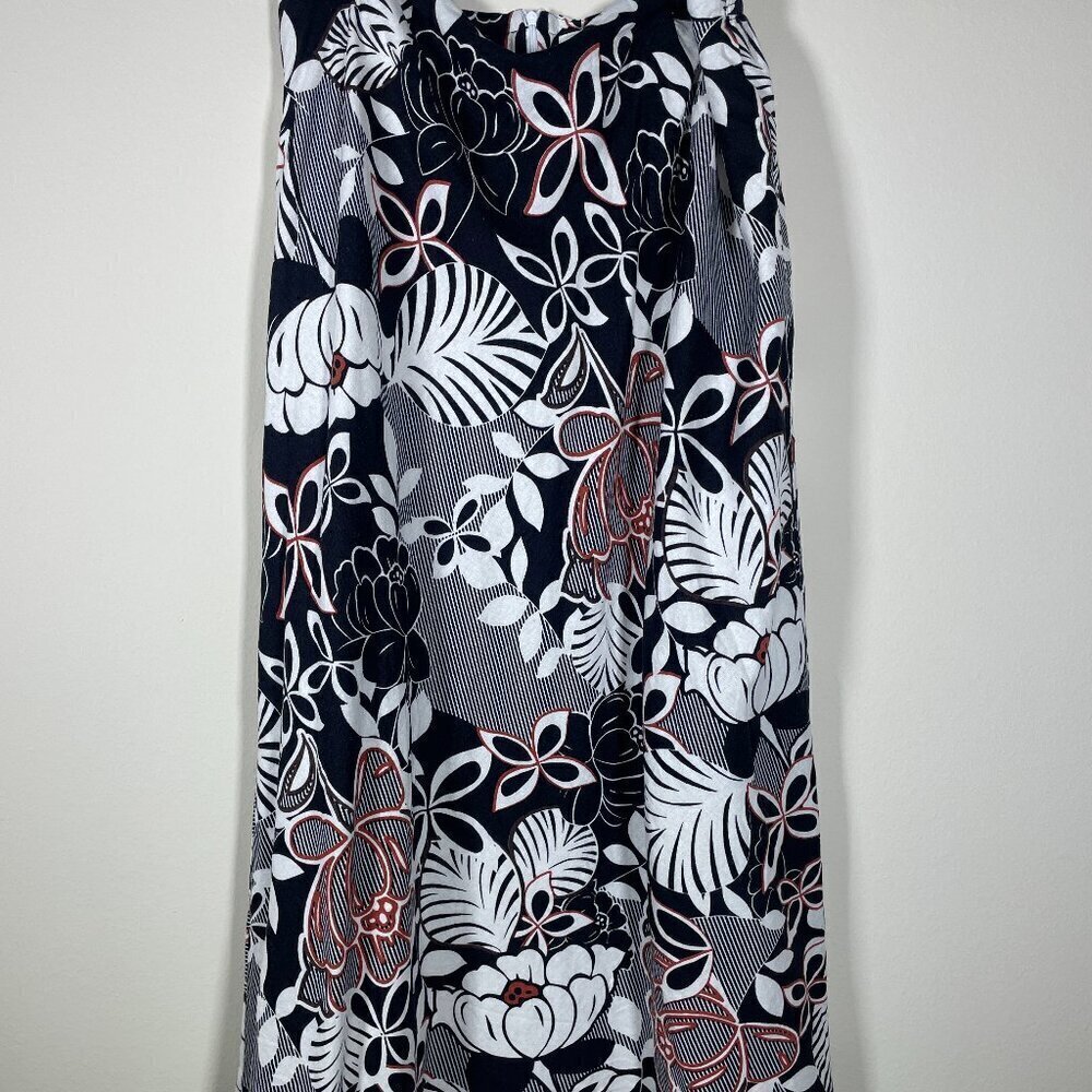 Cato Women's Floral Orange Black Midi Linen Blend Skirt Fit & Flare 18/20!